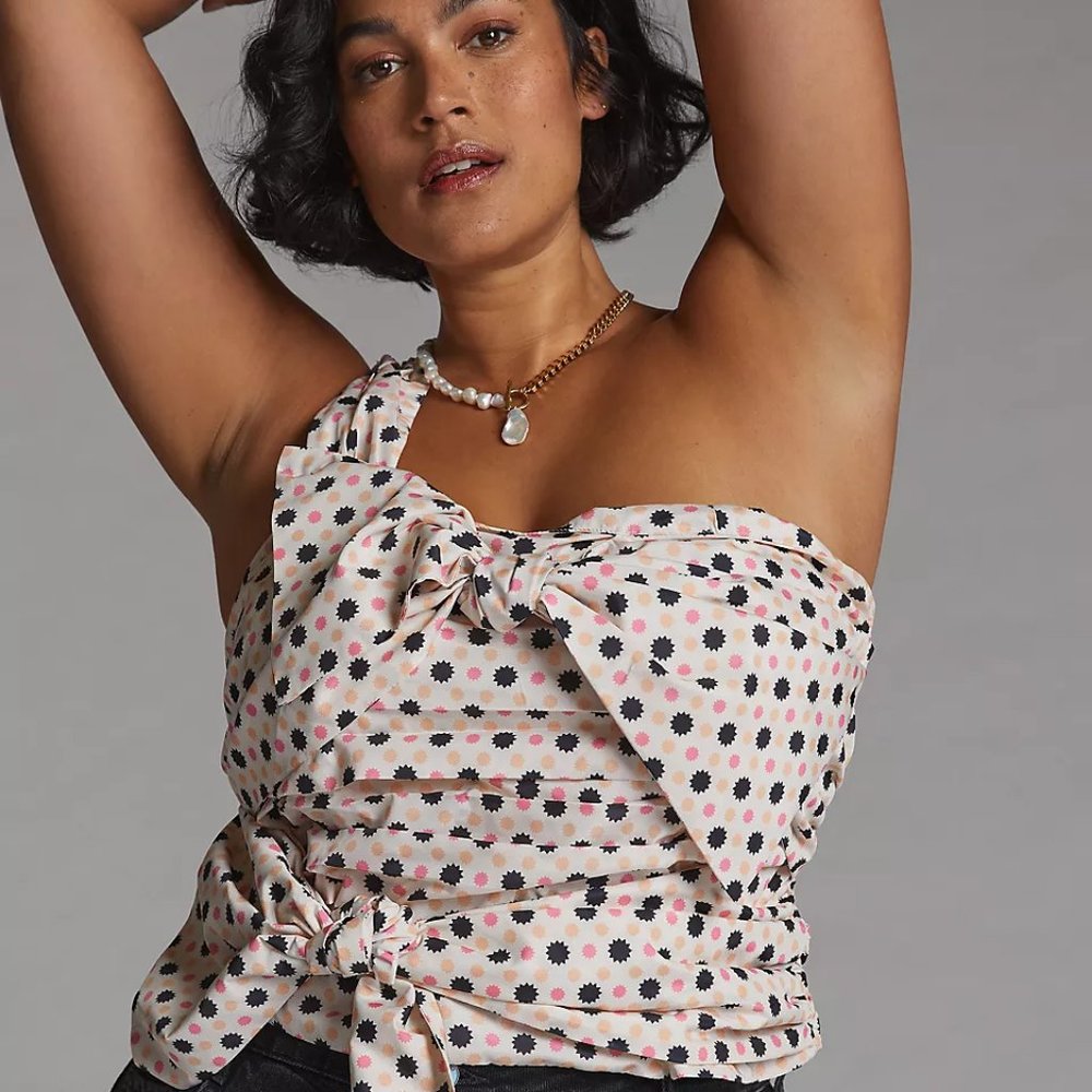 Anthro Maeve Bow-Tie One-Shoulder Tank - Picture 5 of 12
